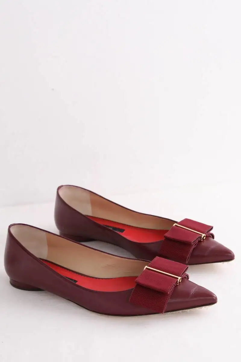 Ballerines Carolina Herrera Bordeaux en Cuir