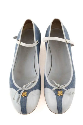 Ballerines Chanel Bleu en Tissu