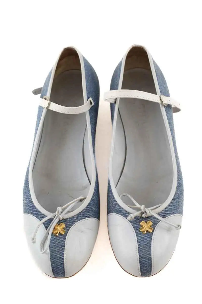 Ballerines Chanel Bleu en Tissu