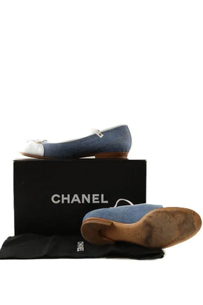 Ballerines Chanel Bleu en Tissu