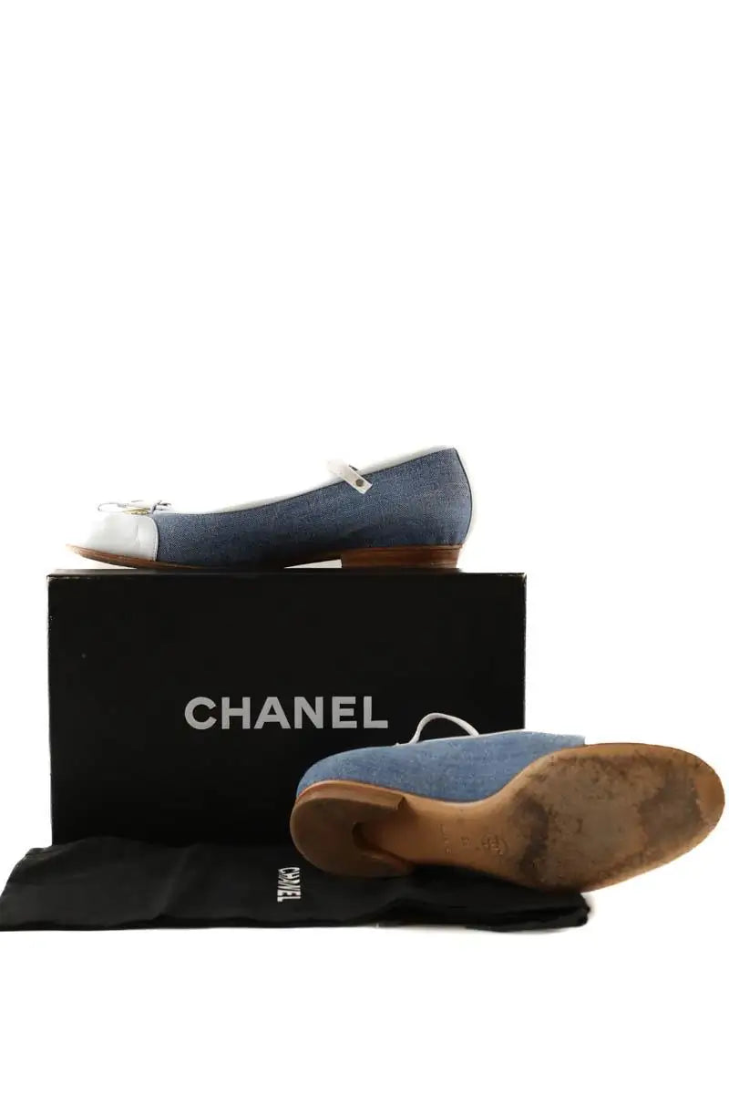 Ballerines Chanel Bleu en Tissu