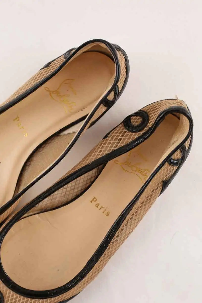 Ballerines Christian Louboutin Beige en Tissu