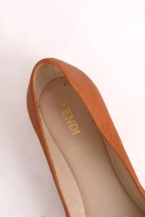 Ballerines Fendi Camel en Cuir