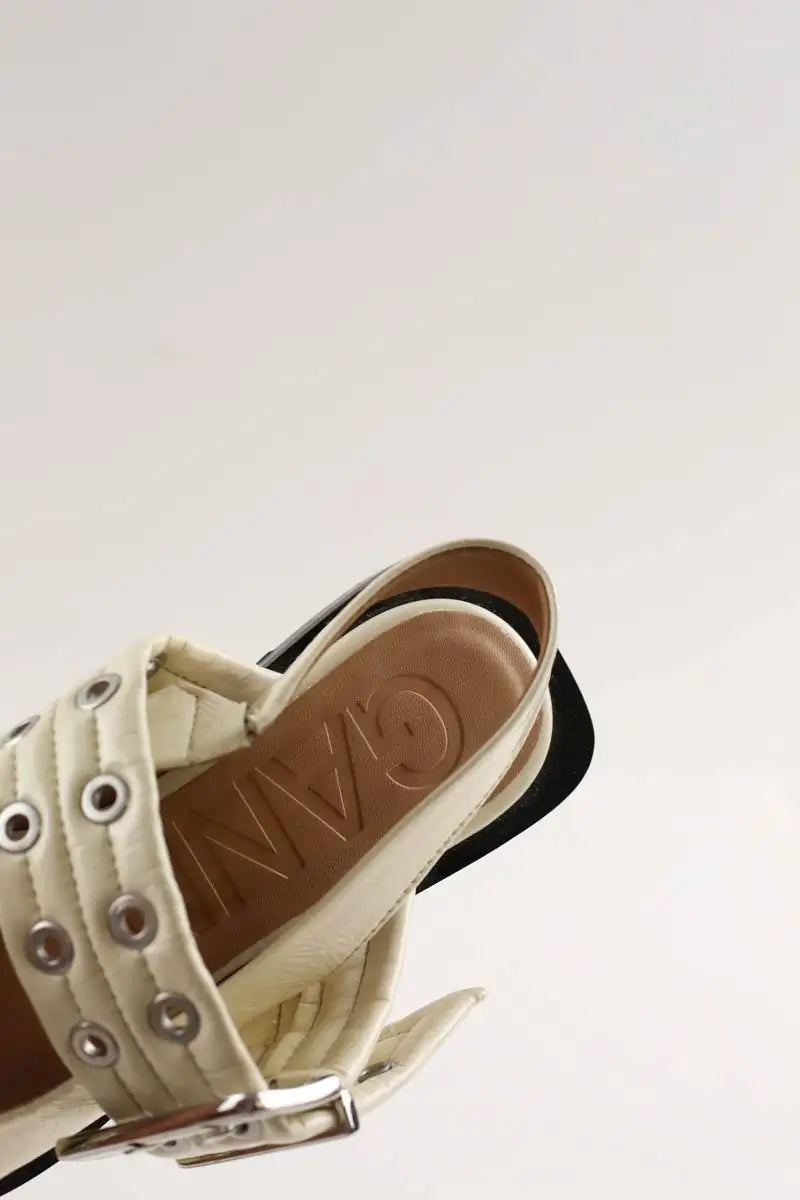 Ballerines Ganni Blanc en Cuir verni