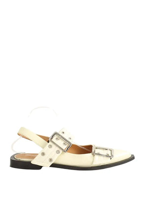 Ballerines Ganni Ecru en Cuir verni, taille 41 - Seconde Main
