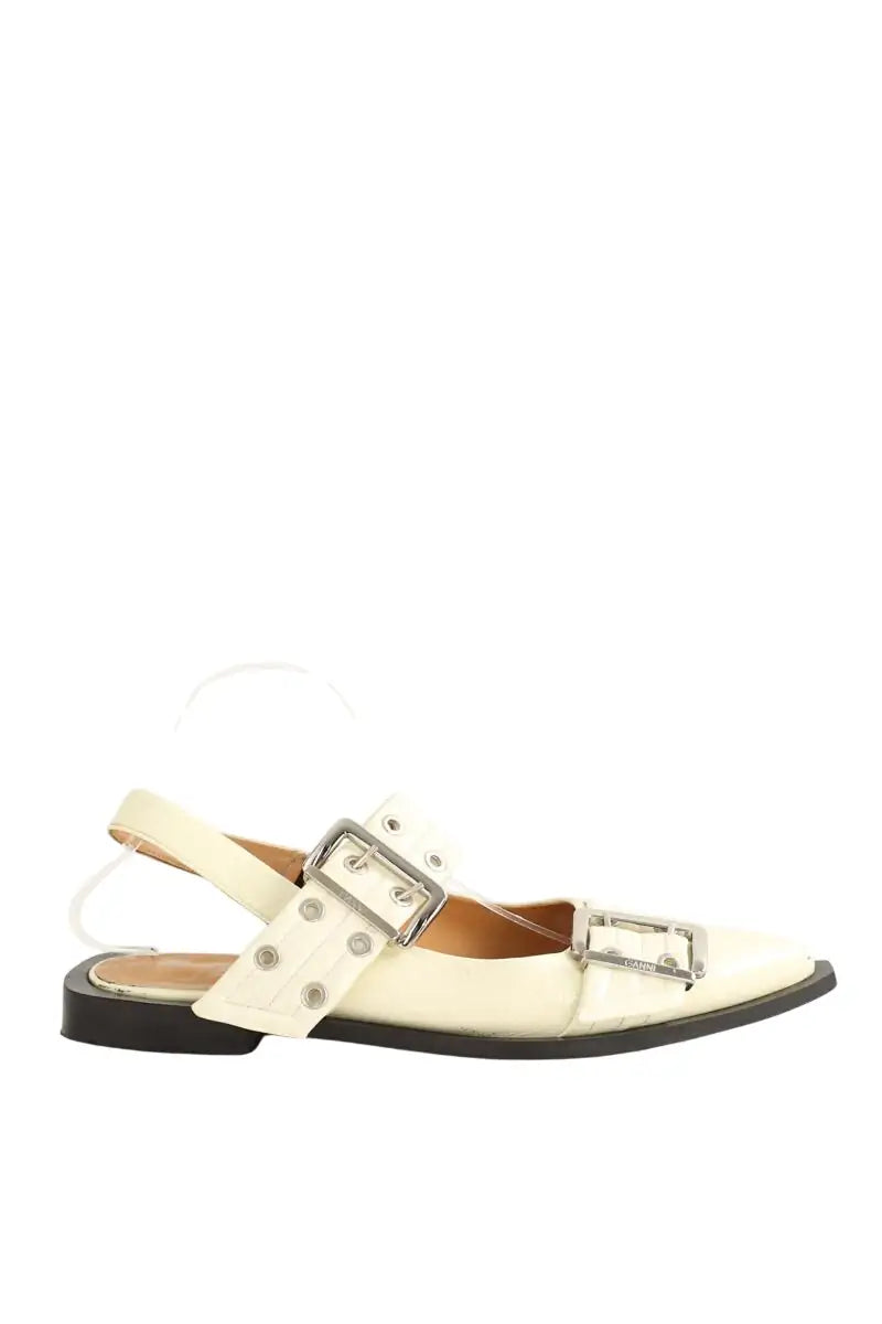 Ballerines Ganni Ecru en Cuir verni, taille 41 - Seconde Main