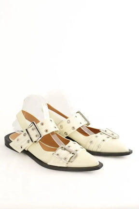 Ballerines Ganni Ecru en Cuir verni