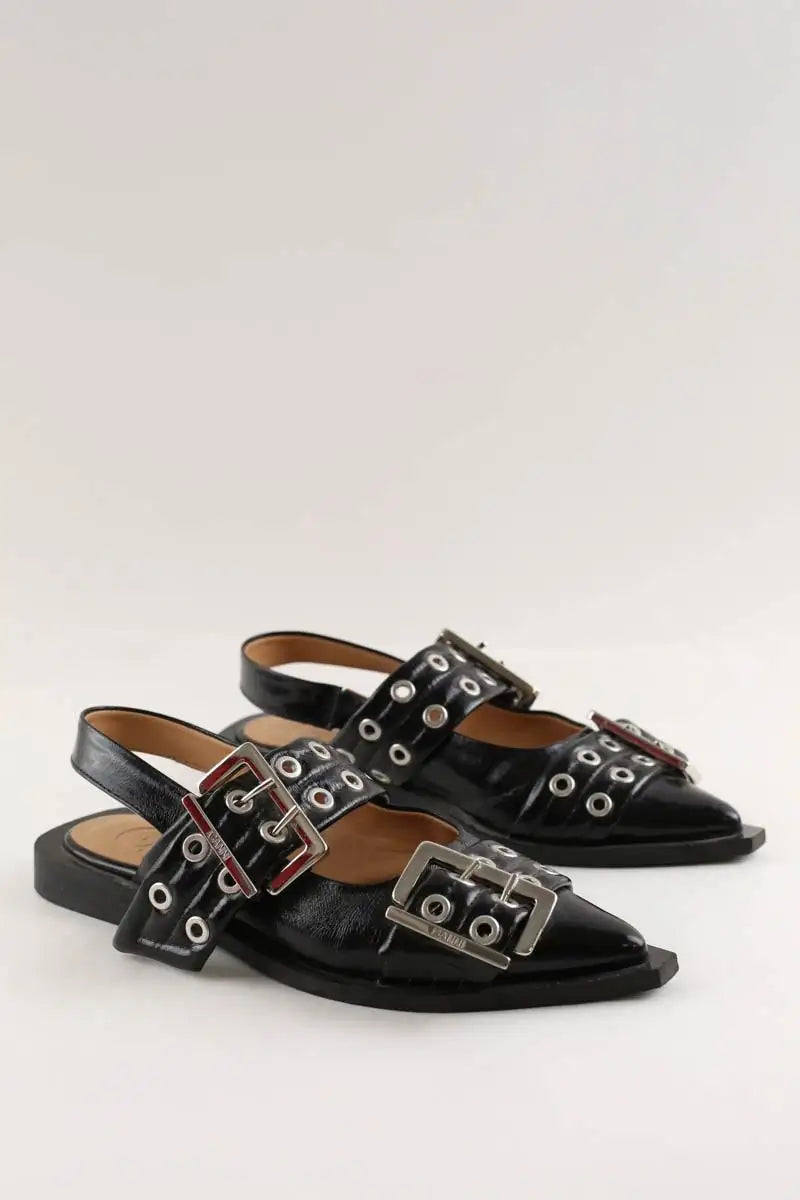 Ballerines Ganni Noir en Cuir