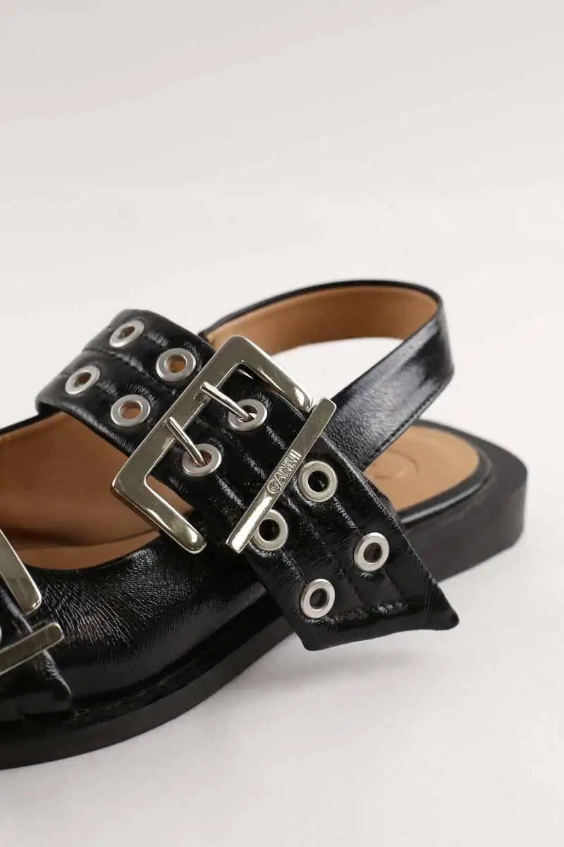 Ballerines Ganni Noir en Cuir