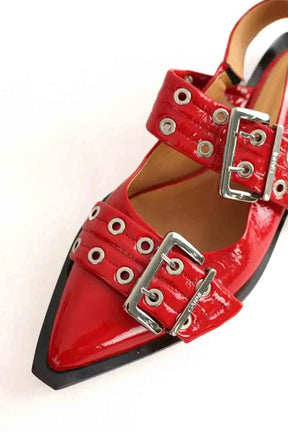 Ballerines Ganni Rouge en Cuir verni