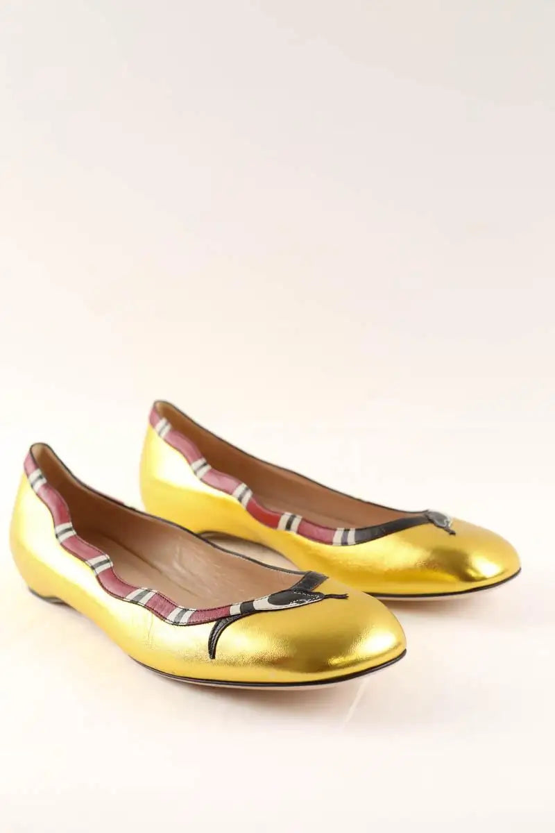 Ballerines Gucci Doré en Cuir