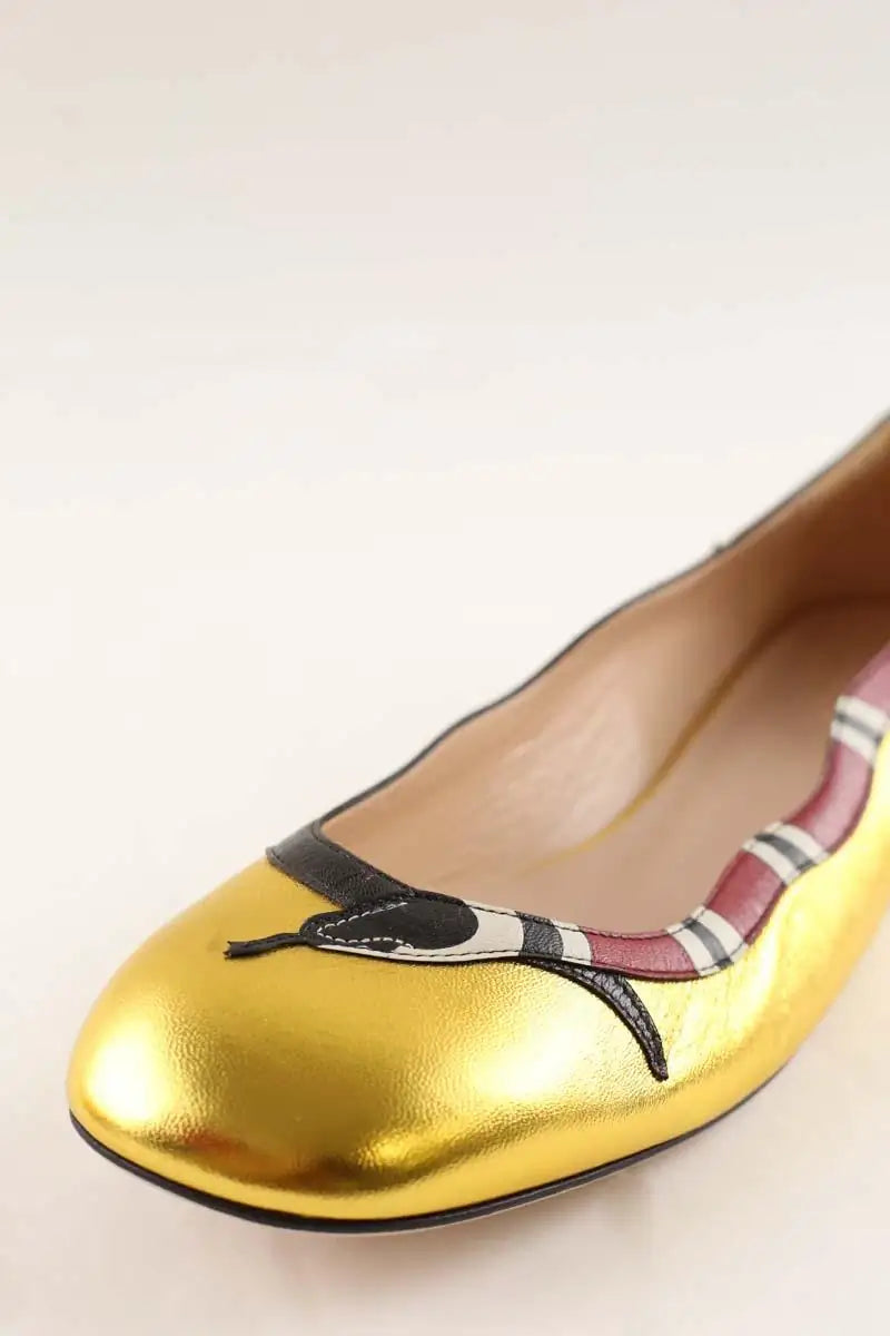 Ballerines Gucci Doré en Cuir