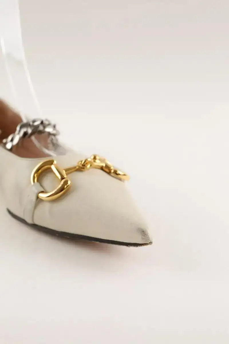 Ballerines Gucci Horsebit Ecru en Cuir