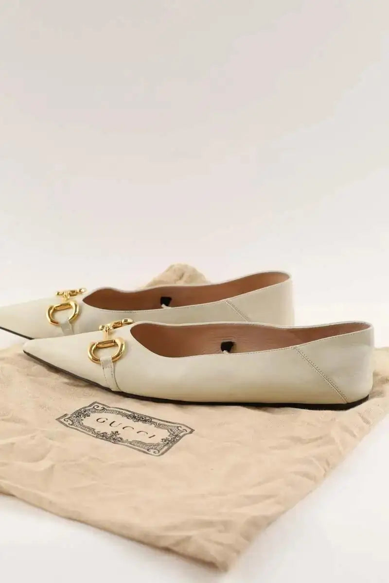 Ballerines Gucci Horsebit Ecru en Cuir