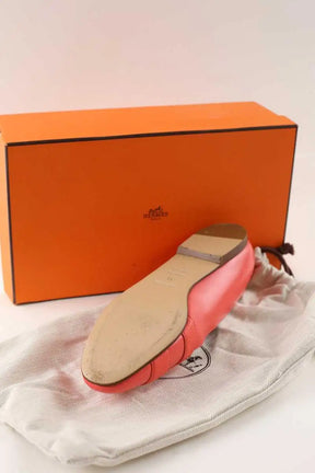 Ballerines Hermès Rose en Cuir