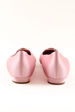 Ballerines Manolo Blahnik Satin jewel buckle Rose en Tissu