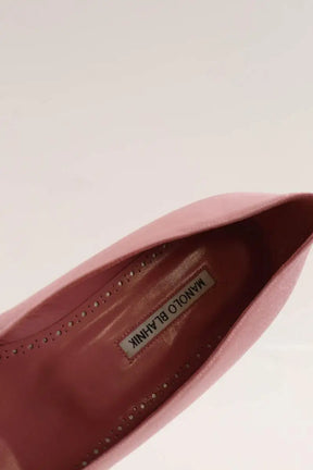 Ballerines Manolo Blahnik Satin jewel buckle Rose en Tissu