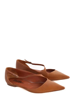 Ballerines Michel Vivien Camel en Cuir