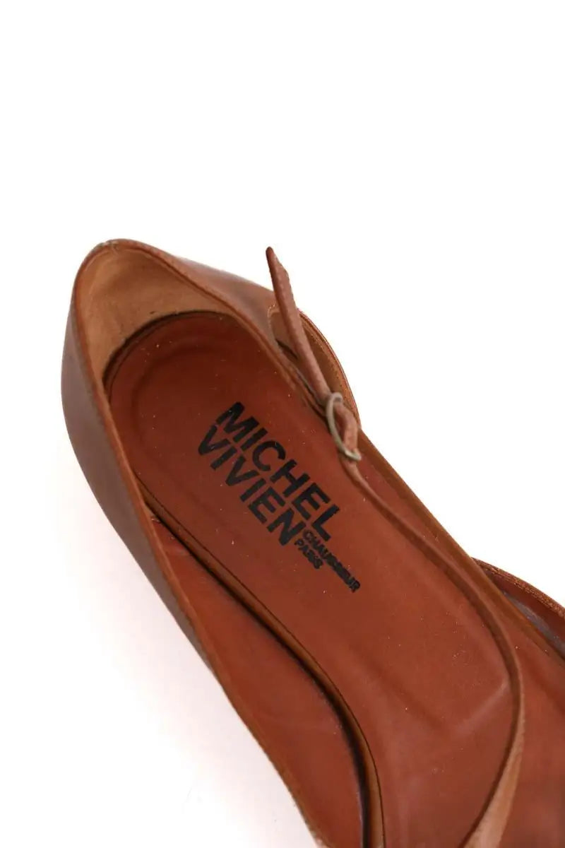 Ballerines Michel Vivien Camel en Cuir