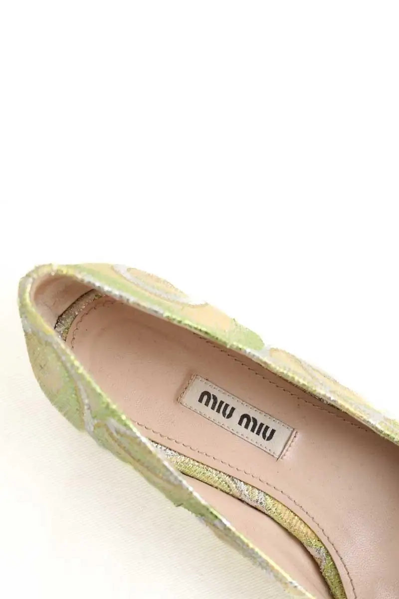 Ballerines Miu Miu Vert en Tissu