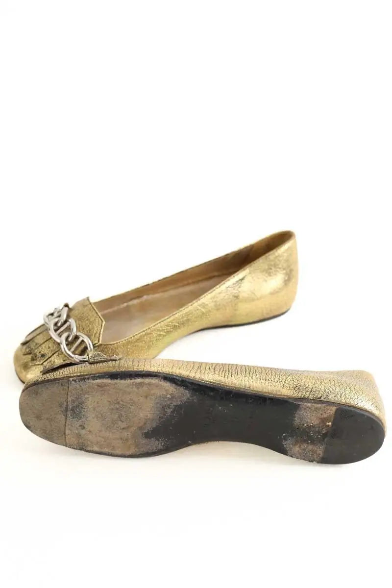 Ballerines Prada Doré en Cuir