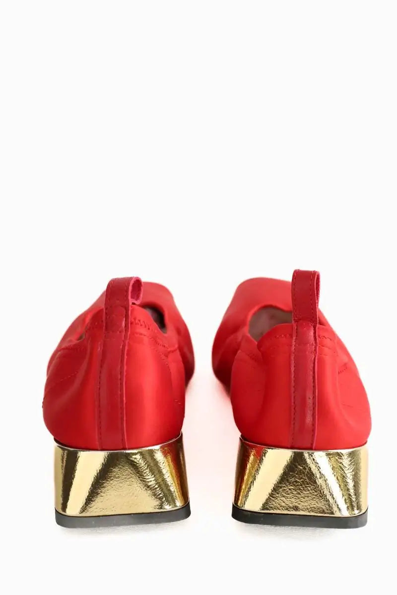 Ballerines Repetto Flamme Or Rouge en Tissu