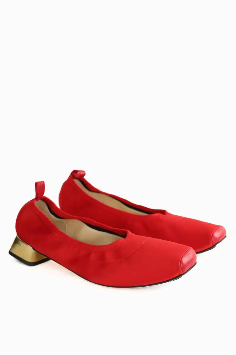 Ballerines Repetto Flamme Or Rouge en Tissu