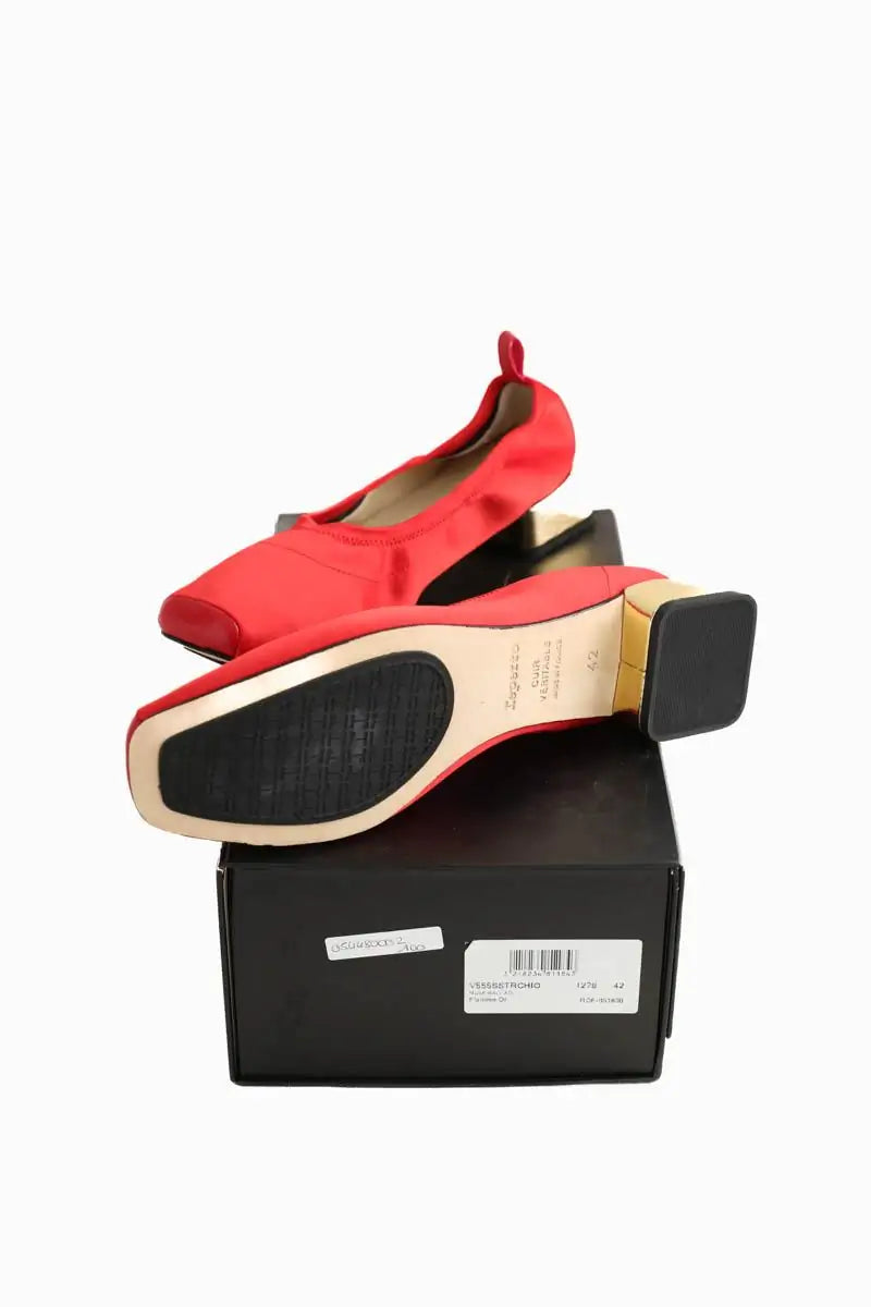 Ballerines Repetto Flamme Or Rouge en Tissu