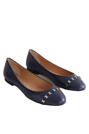 Ballerines Salvatore Ferragamo Marine en Cuir
