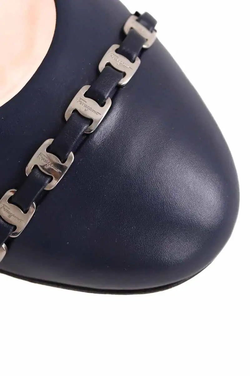 Ballerines Salvatore Ferragamo Marine en Cuir
