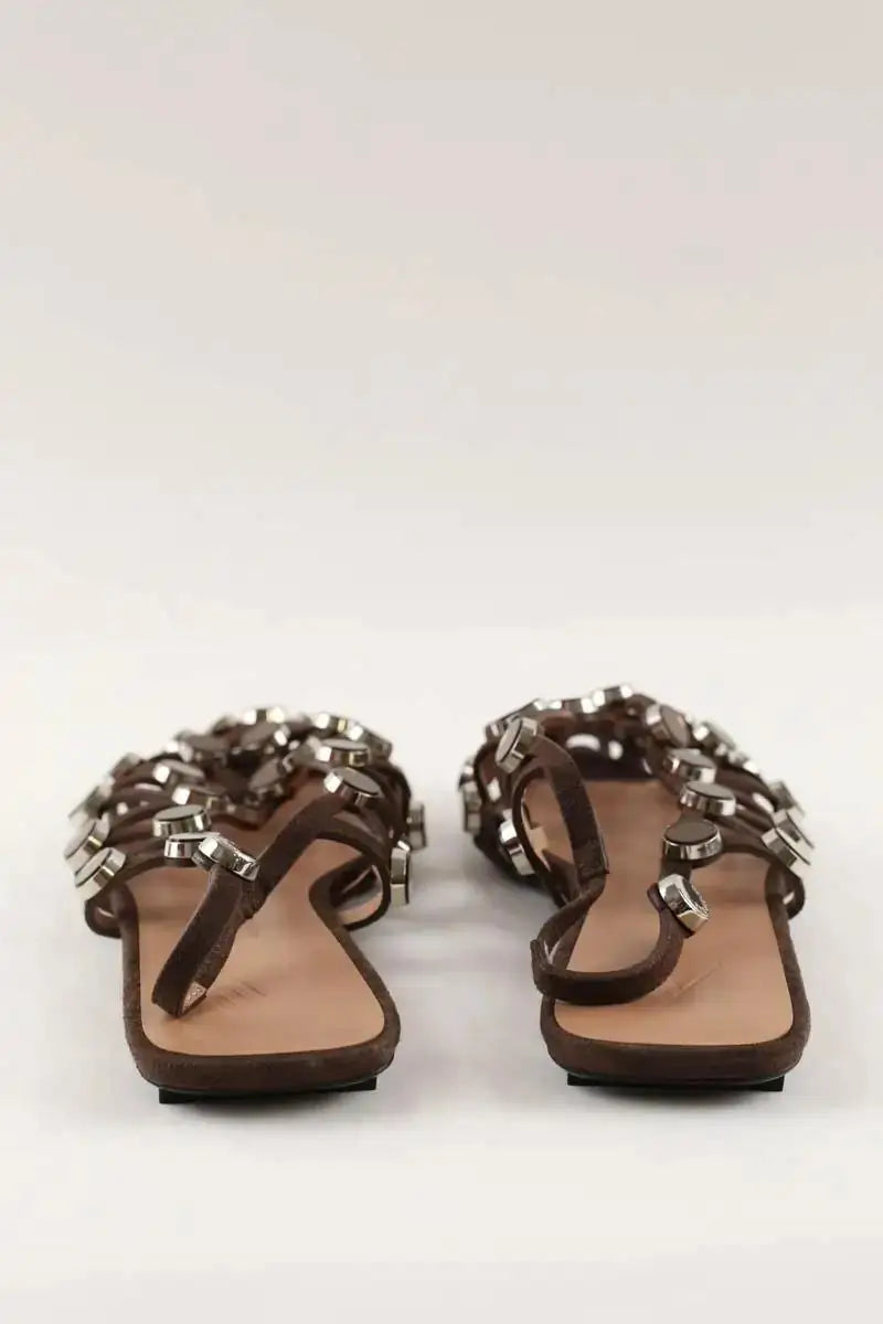 Ballerines The Attico Slingback grid en daim à ornaments Marron en Daim