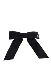 Barrette Noeud Chanel Noir en Tissu, taille TU - Seconde Main