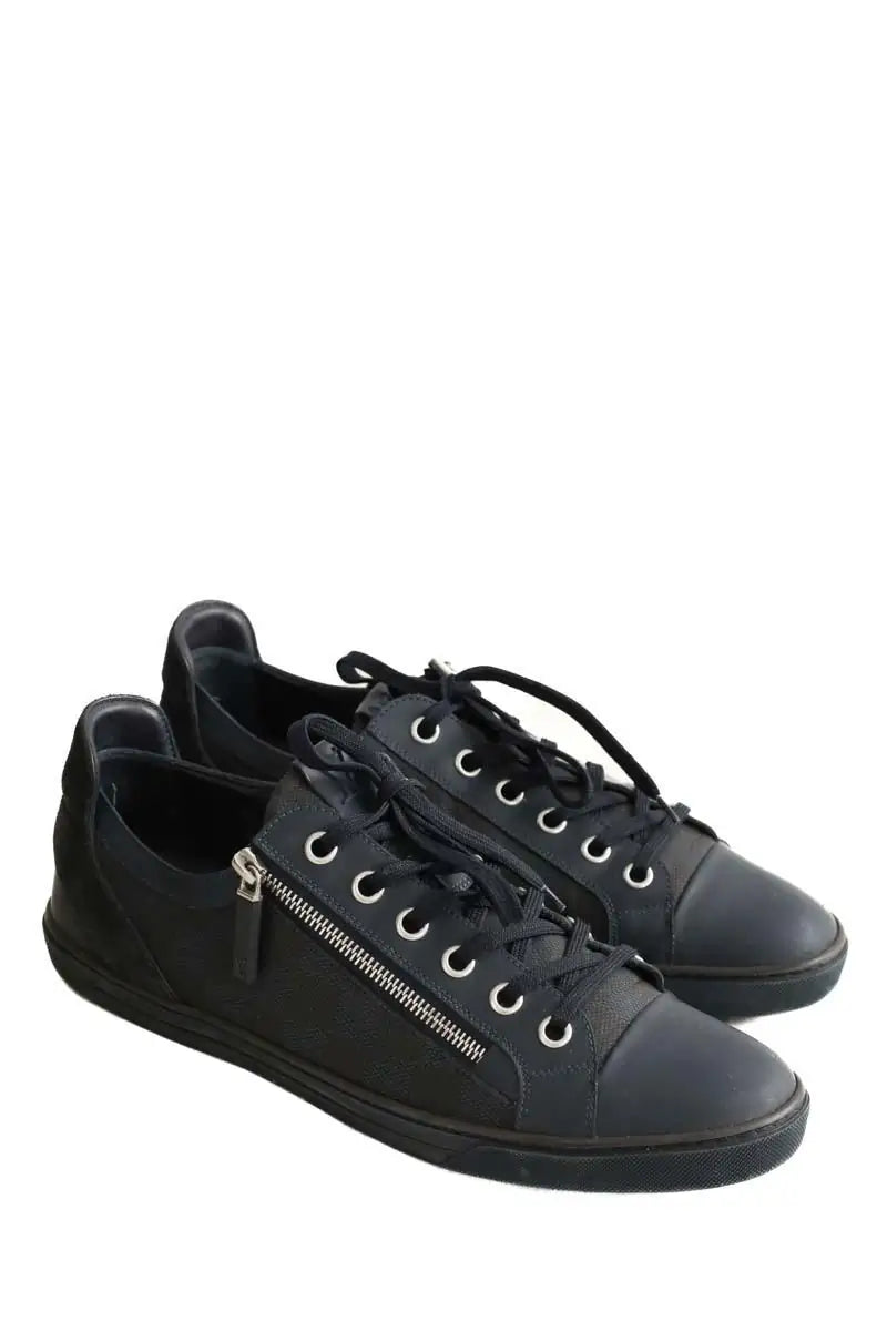 Baskets basses Louis Vuitton sneakers aventure zip up damier cobalt Marine en Cuir