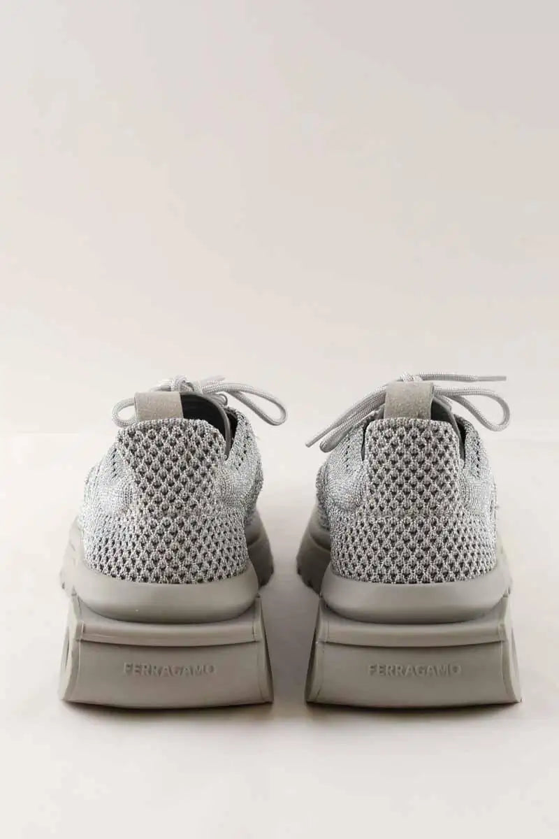 Baskets basses Salvatore Ferragamo Argent en Tissu