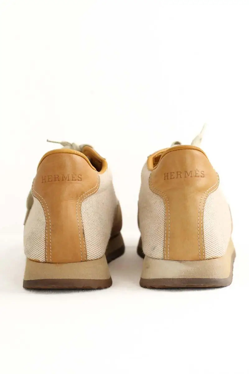 Baskets Hermès Quick H Beige en Cuir