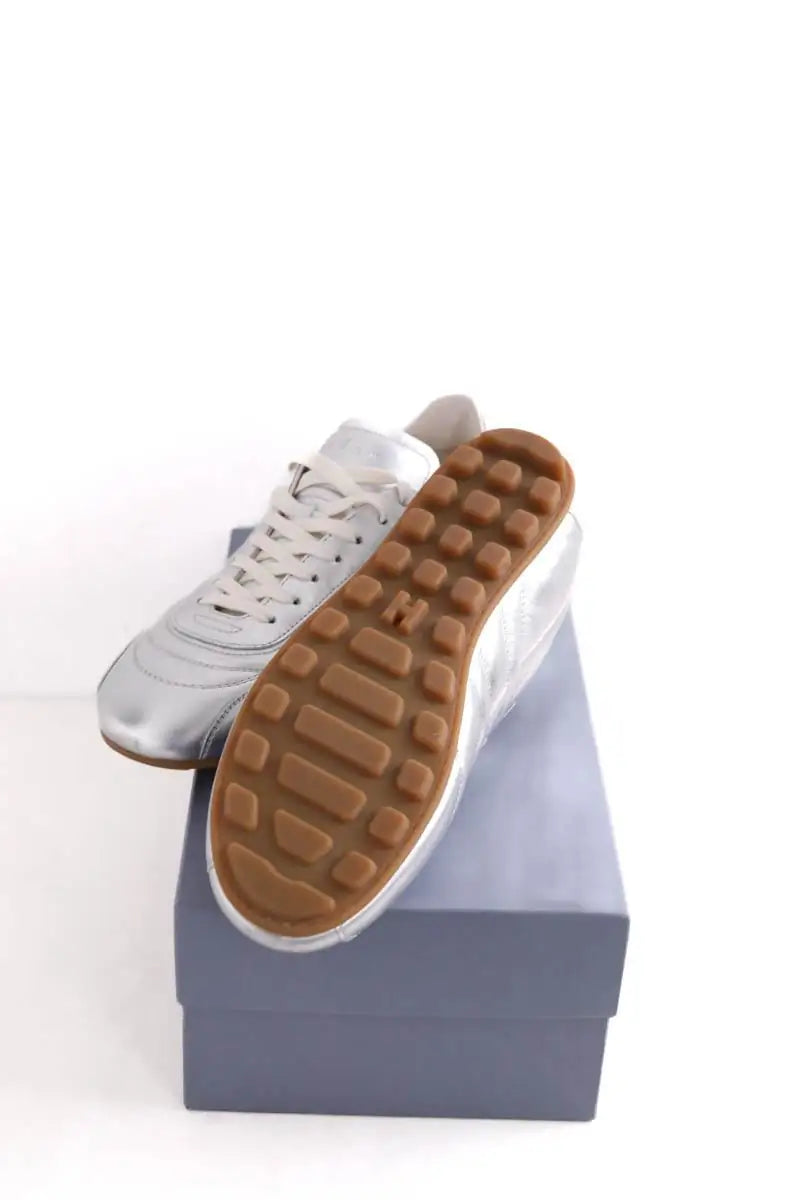 Baskets Hogan Hogan Olympia cuir métallisé en argenté Argent en Cuir