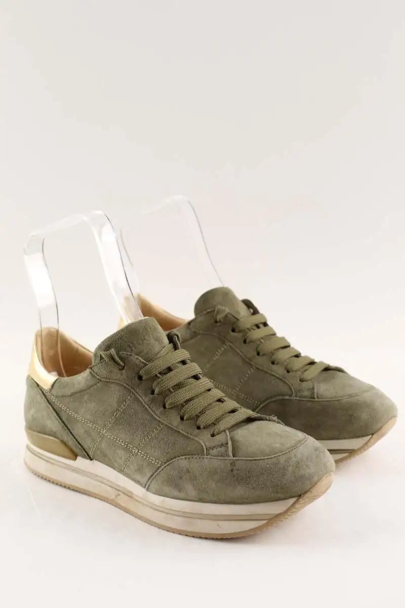 Baskets Hogan Vert en Daim