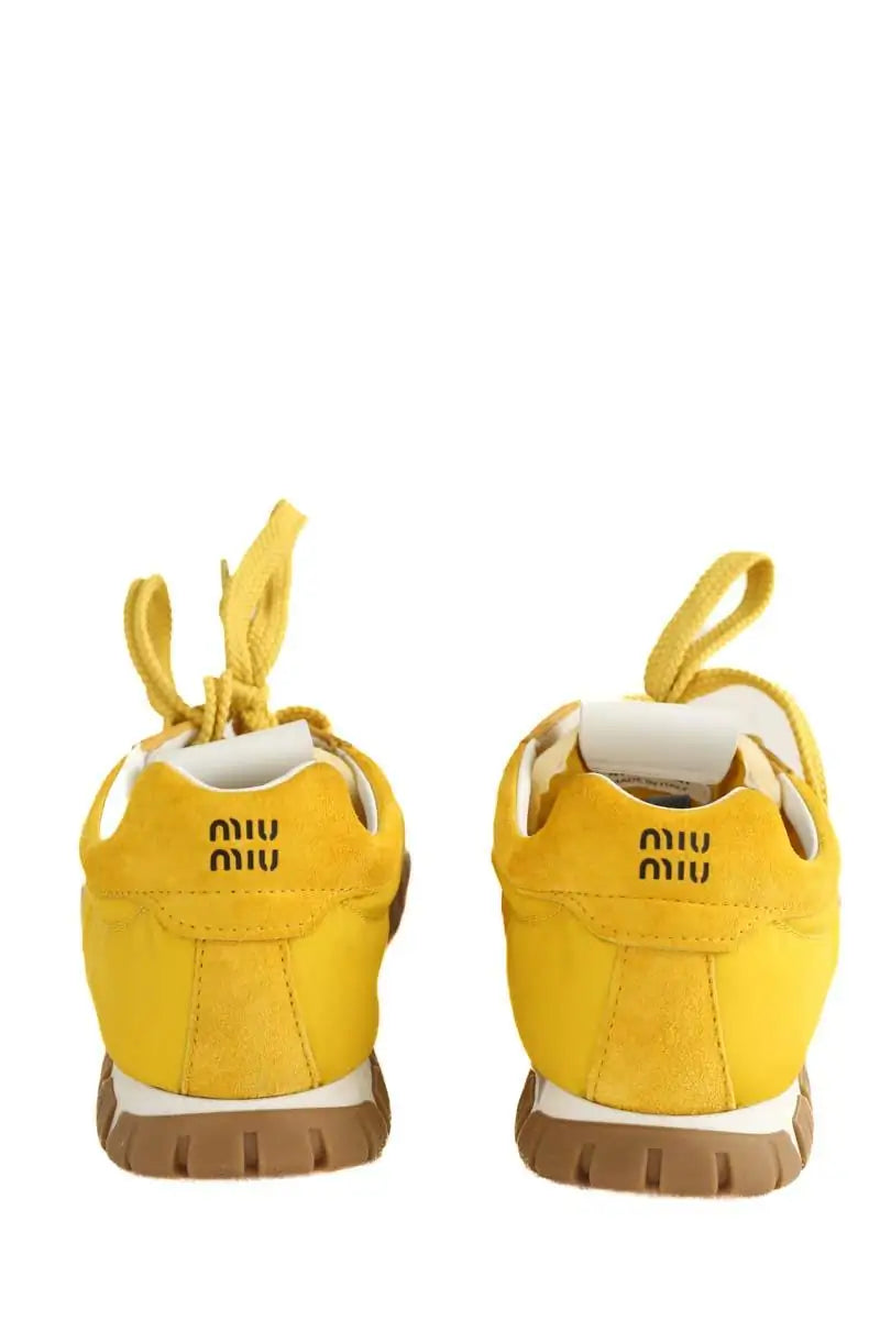 Baskets Miu Miu Basket Tyre  Jaune en Tissu