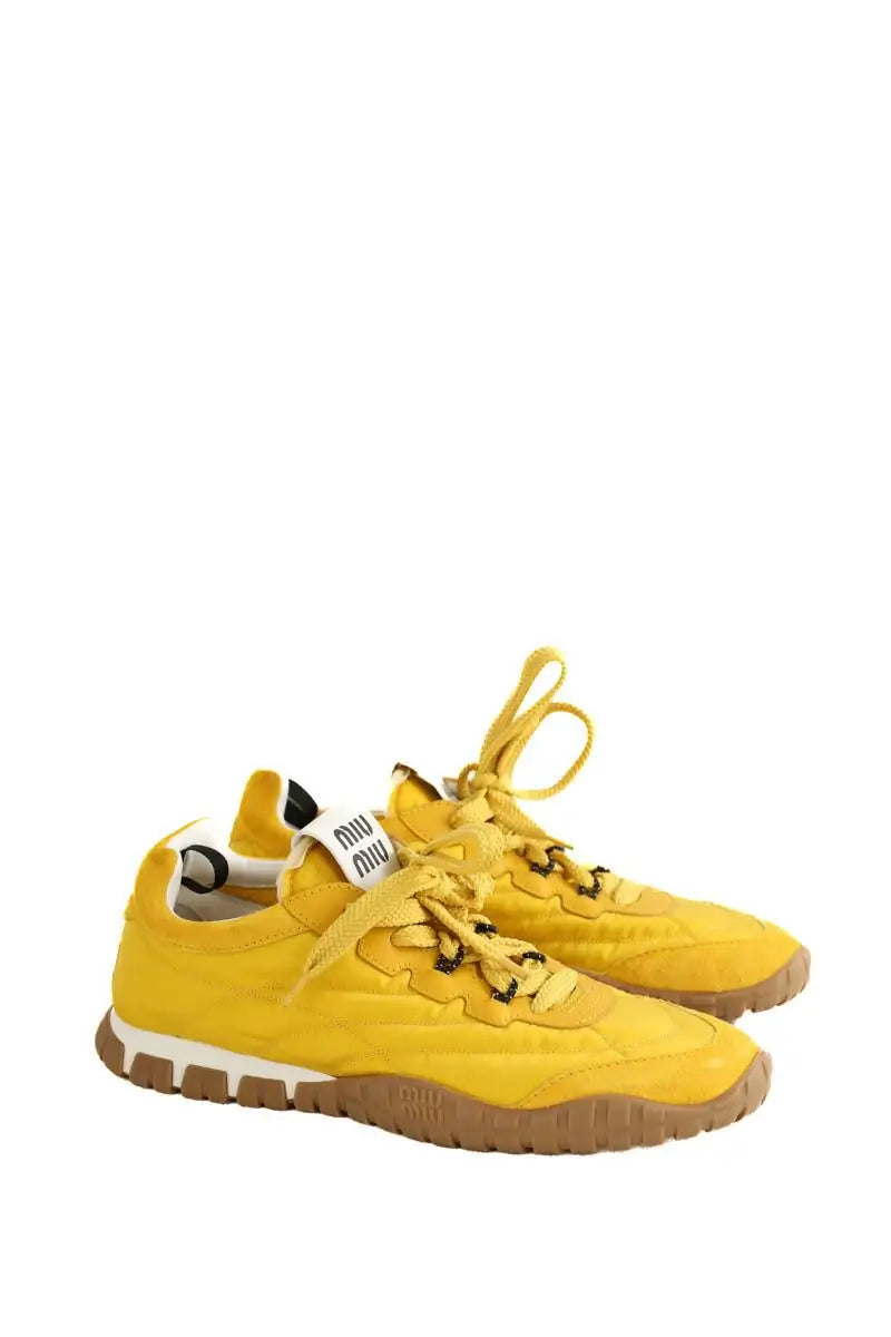 Baskets Miu Miu Basket Tyre  Jaune en Tissu