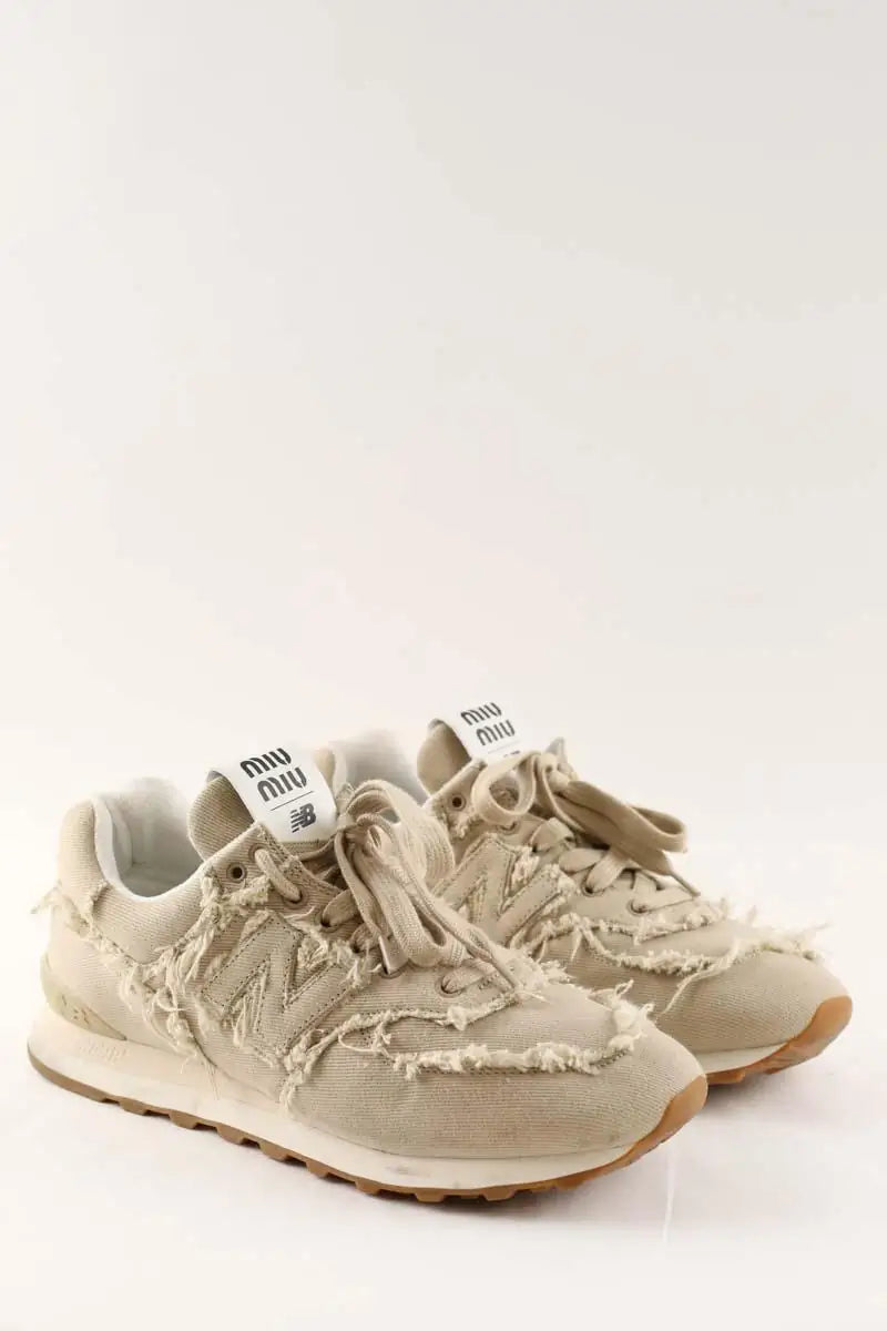 Baskets Miu Miu Beige en Cuir