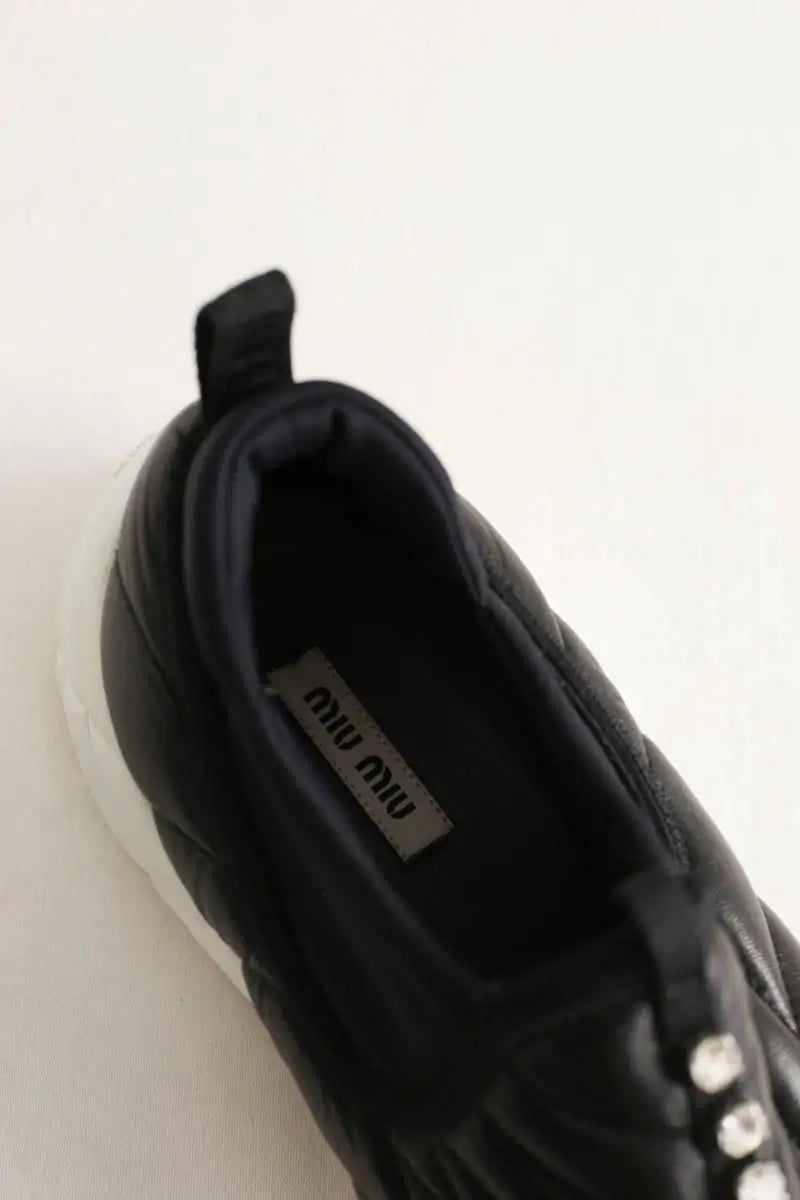 Baskets Miu Miu Noir en Cuir
