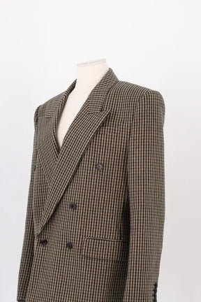 double boutonnage veste Saint Laurent Marron en Laine