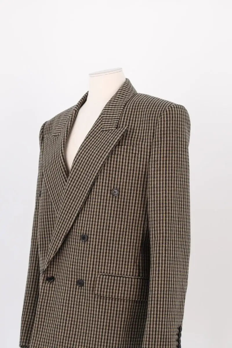 double boutonnage veste Saint Laurent Marron en Laine