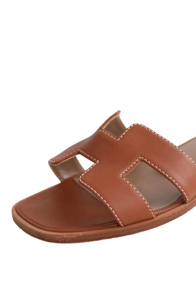 Sandales Oran Hermès ORAN Marron en Cuir