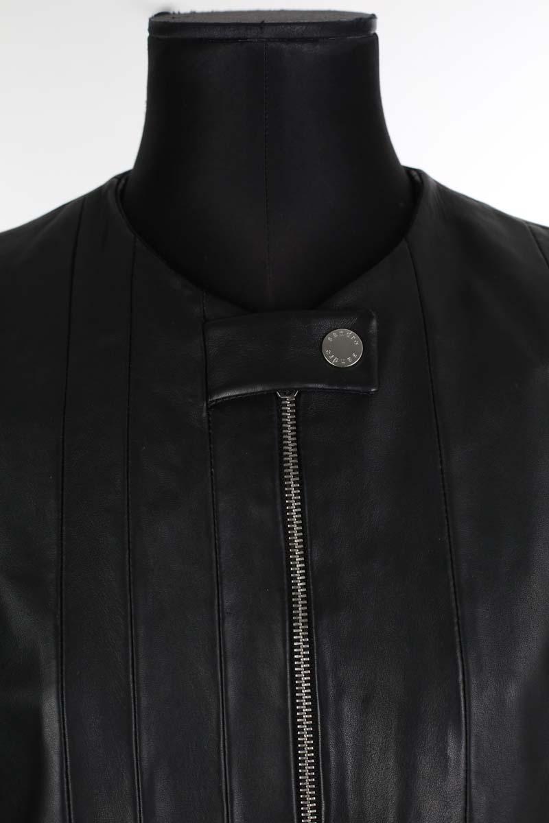 Veste en cuir Sandro  Noir