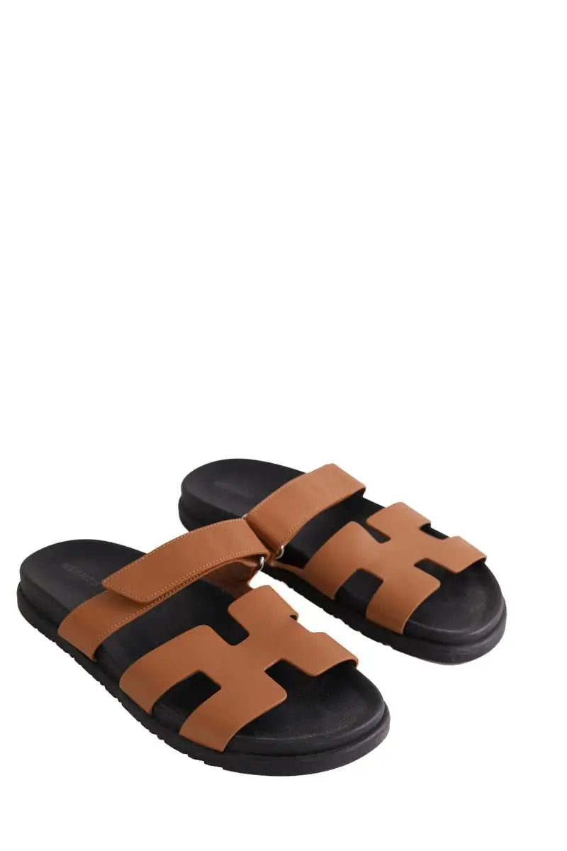 Mules Hermès Chypre Camel en Cuir