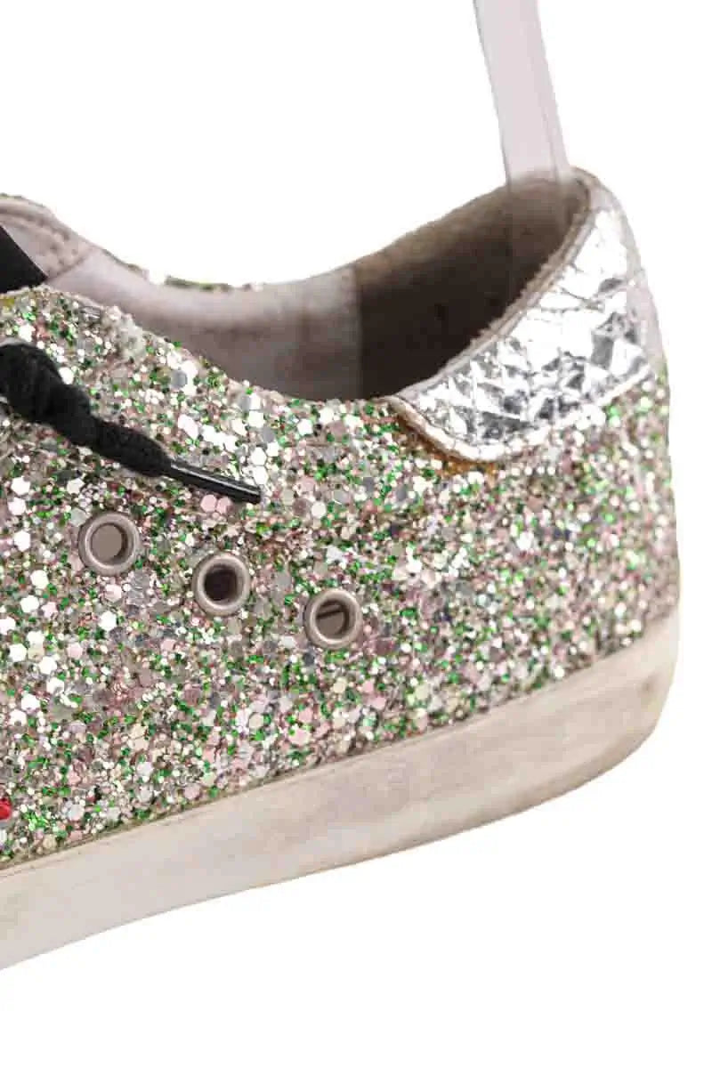 Baskets Golden Goose Superstar Gris en Paillettes