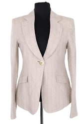 Blazer Giorgio Armani Beige en Lin, taille L - Seconde Main