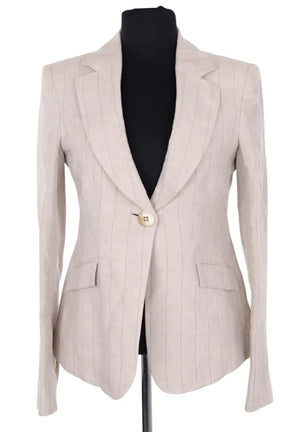 Blazer Giorgio Armani Beige en Lin, taille L - Seconde Main
