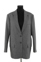 Blazer Jaquett Gris en Laine, taille S - Seconde Main
